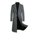 thumbnail image 1 of Clearance 2024! AIEOTT Trench Coat Men Long Winter Fleece Lined Jacket Slim Fit Wool Trench Coat Single Breasted Pea Coat with Pockets, 1 of 9