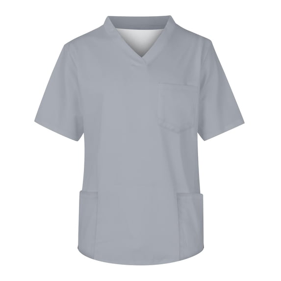Clearance 2024! Aofany Women's Plus Size Working Uniform Nursing Uniform With Two Pockets Scrubs Top Solid Color Short Sleeve V-neck Tee