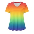 thumbnail image 1 of 2024! Aofany Women's Working Uniform Nursing Uniform With Two Pockets Scrubs Top Gradient Color Short Sleeve V-neck Tee, 1 of 3