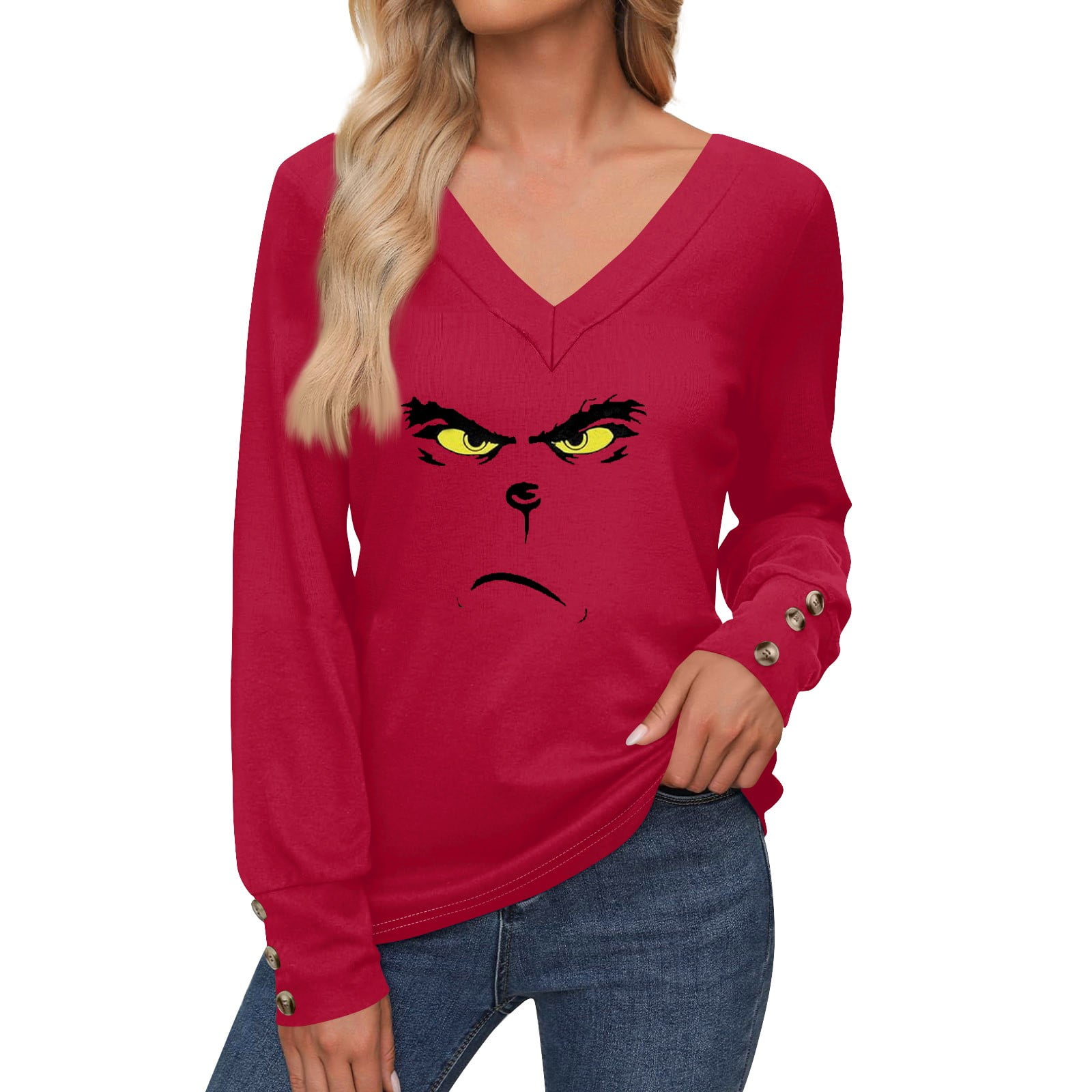 Clearance 2024 Christmas Grinch Sweatshirt Hoodie Pullover For Women