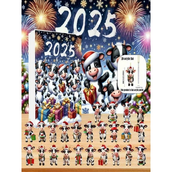 Clearance!2025 Cow Christmas Vacation Advent Countdown Calender, Cow Advent Calendar 24 Days of Christmas Collectible Funny Cow Set, Christmas Home Party Decorations Christmas Gifts