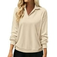 thumbnail image 1 of Clearance 2024!Hoodless Sweatshirt Womens Ladies Long Sleeve V Neck Shirt Collar Top Solid Color Pullover Loose Casual Sweatshirt Hoodless Sweatshirt, 1 of 4