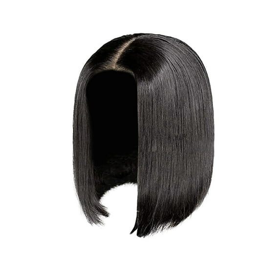 Clearance 2024!Human Hair Wig Medium Length Wigs For Black Women Short Cuts Wigs For Black Women Medium Length Straight Black Ladies Wigs Straight Black Hair 13.8in Headband Wigs