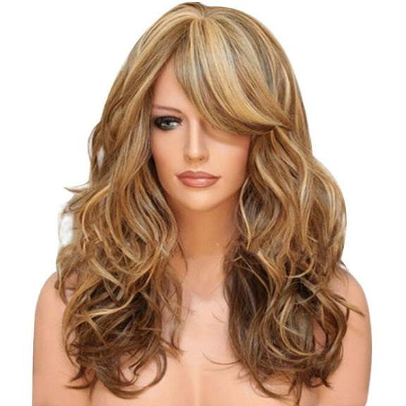 Clearance 2024!Human Hair Wig Wig Heat Women's Full Hair Blonde Curly Long 60cm wig Headband Wigs