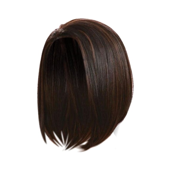 Clearance 2024!Human Hair Wig Women's Short Hair Trimming Medium Length Straight Hair Side Split Bangs Pear Head Brown Gold Headband Wigs