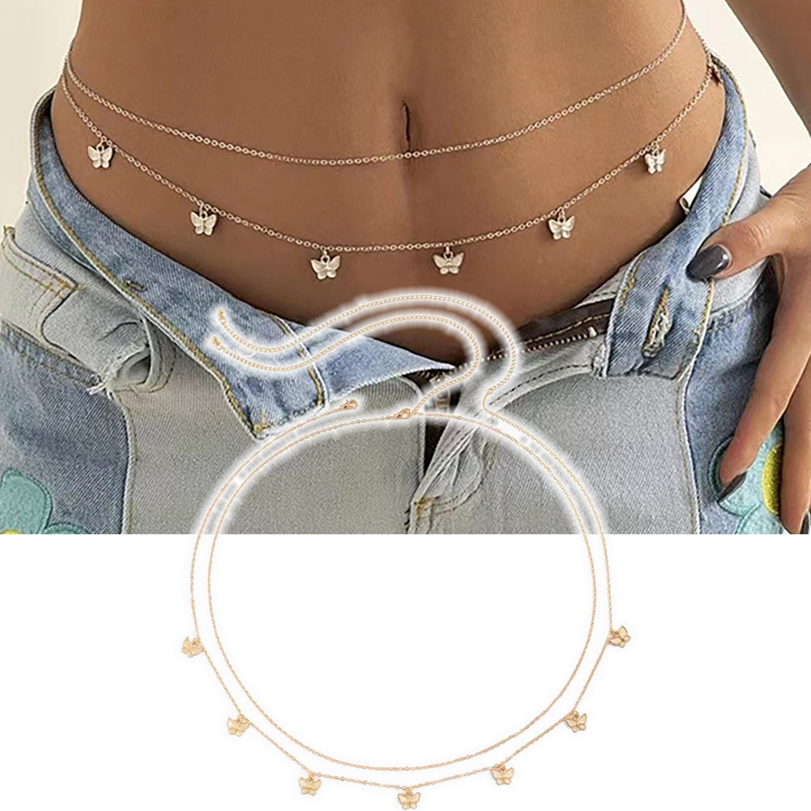 Clearance！ 2024 New Jewelry Niahfd Punk Retro Metal Waist Chain Gold