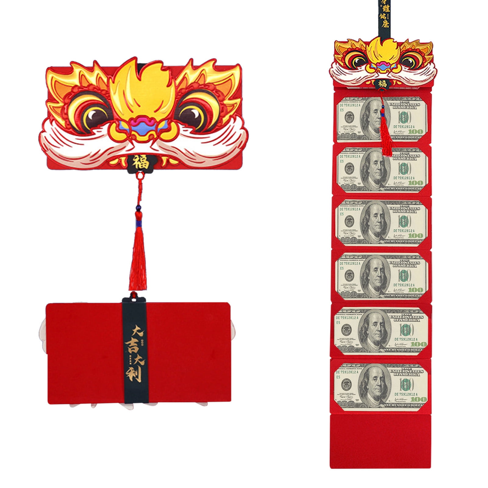 Clearance 2024 New Year Christmas Decor Folding Red Envelope