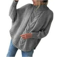 thumbnail image 1 of "Clearance 2024!" Olyvenn Womens Tops Casual Plus Size Loose Women's V-Neck Off Shoulder Pullover Sweater Women's Knit Sweater Irregular Sweater Gray 8, 1 of 5