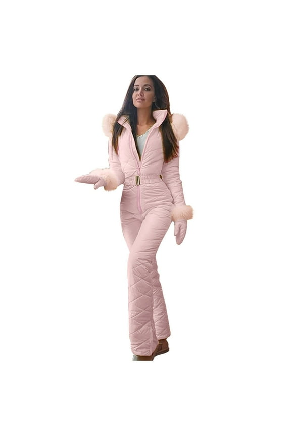 Clearance 2024!One Piece Jumpsuits for Women Fashion Casual Thick Hot Snowboard Skisuit Outdoor Sports Zipper Ski Suit Jumpsuits for Women