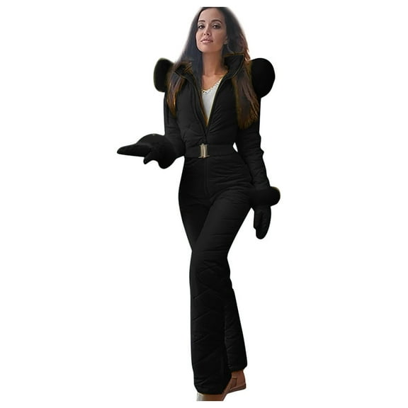 Clearance 2024!One Piece Jumpsuits for Women Fashion Casual Thick Hot Snowboard Skisuit Outdoor Sports Zipper Ski Suit Jumpsuits for Women