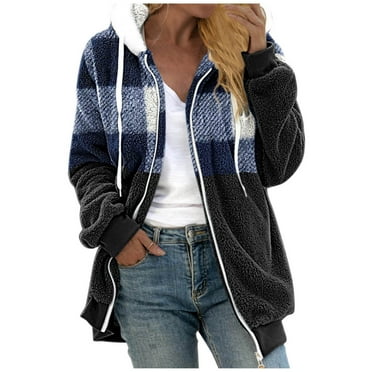 Clearance 2024!Overcoat for Women Plus Size Winter Drawstring Hoodie Snow Coat Jacket Outwear with Zipper