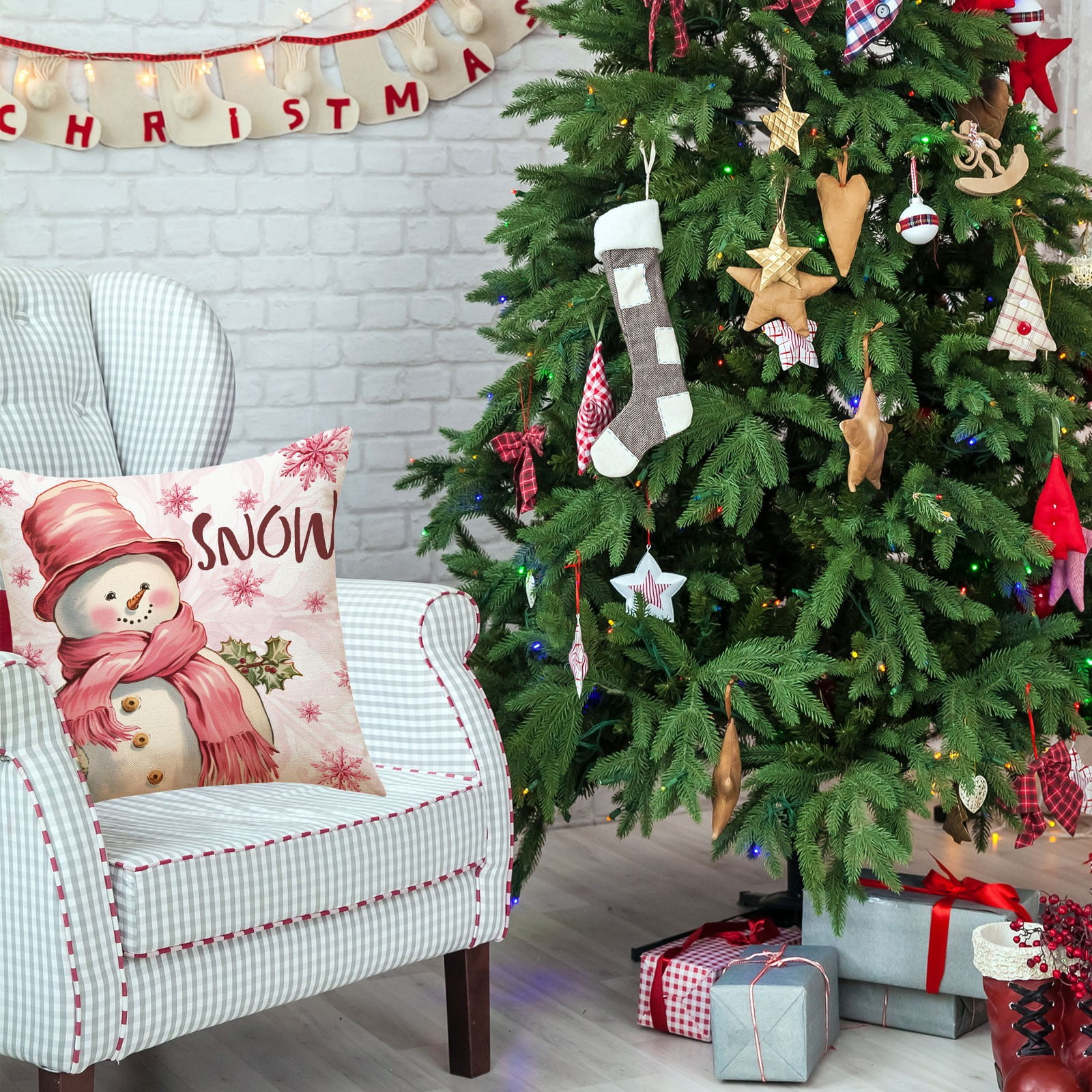 Clearance！2024 Reindeer Christmas Pillow Cover Linen Letter Print