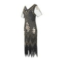 thumbnail image 1 of 2024 SMihono Fashion Girls Tunic Retro Sequins Ethnic Cocktail Dress Plus Size Vintage 1920s Flapper Tassel Slim Fit Flowy Raglan Short Sleeve Great Evening Party Dress Gold XXL, 1 of 6