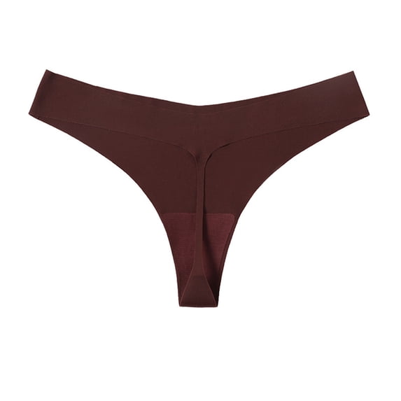 Clearance 2024!Underwear Women Bikini Girls Low Waist Panty Seamless Thongs Solid Nylon Ice Silk Brief Panties