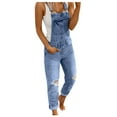 thumbnail image 1 of Jiyugala Women's Jeans Casual Women's Denim Rompers Denim Overalls Ripped Washed Bib Jumpsuits Jeans Women's Jeans, 1 of 4