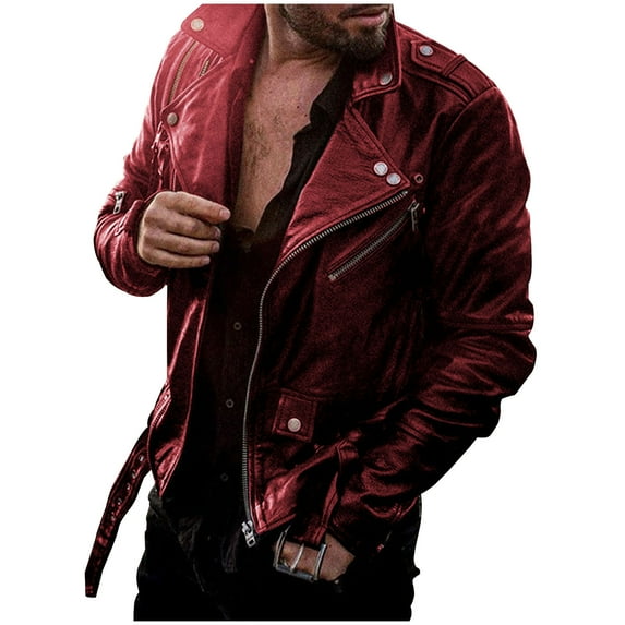 Clearance 2024! ZVNAΖH Leather Motorcycle Jacket for Men, Ultra Comfy Vintage Style Leather Jacket Water Resistant Biker Jacket