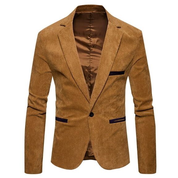 ZVNAΖH Men Casual Corduroy Blazer Jacket Slim Fit One Button Sport Coat