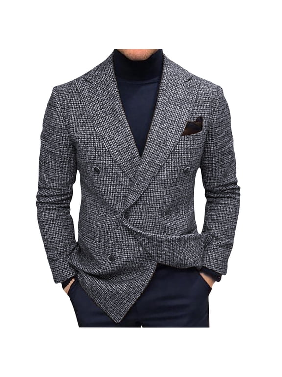 ZVNAΖH Men's Casual Suit Blazer Jackets Slim Fit Plaid Sports Coat One Button Travel Blazer Winter Jacket