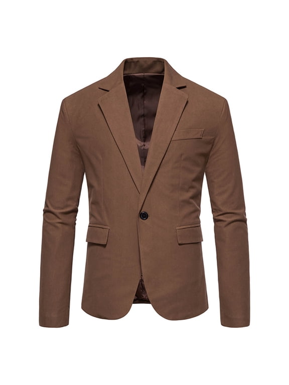 Clearance 2024! ZVNAΖH Men's One Button Casual Slim Fit Blazer, Shawl Lapel Lightweight Jacket Dinner Prom Party Tuxedo