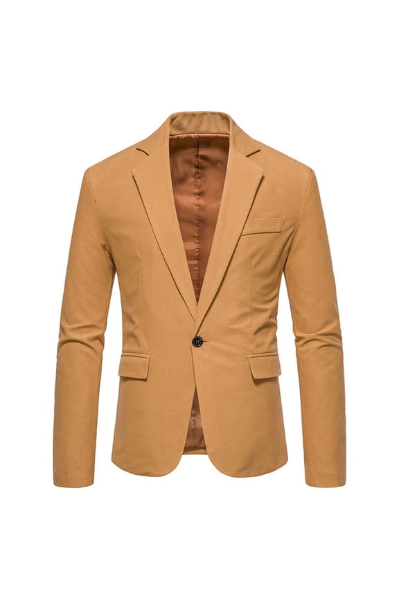 Clearance 2024! ZVNAΖH Men's One Button Casual Slim Fit Blazer, Shawl Lapel Lightweight Jacket Dinner Prom Party Tuxedo