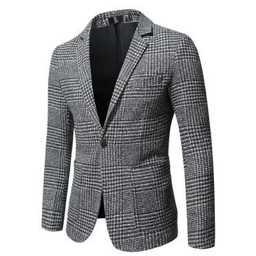 Clearance 2024! ZVNAΖH Men's Sport Coat Casual Blazer One Button Lightweight Business Suit Jacket Winter Thick Coat
