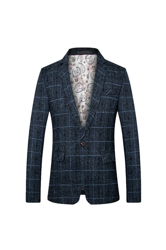 ZVNAΖH Mens Casual Blazer Plaid Suit Jacket Stylish Sport Cats Slim Fit One Button Suit Jacket