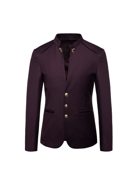 ZVNAΖH Mens Casual Suit Blazer Jackets Stand Mandarin Collar Lightweight Lined Sport Coats Business Coats