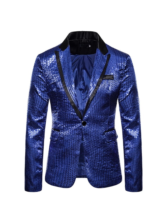 ZVNAΖH Mens Dress Party Prom Suits Jacket Sequin Sparkly Blazer Jacket