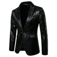 thumbnail image 1 of ZVNAΖH Mens Dress Party Prom Suits Jacket Sequin Sparkly Blazer Jacket, 1 of 4