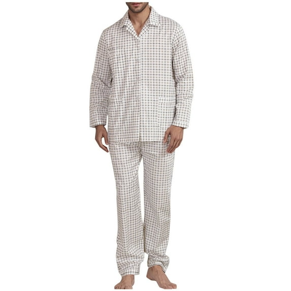 2024! ZVNAΖH Mens Pajamas Set Plaid Pjs Soft Button Down Sleepwear Set Cotton Lounge Set, Gifts for Men, Big and Tall Pajamas Set, Sizes S-3XL