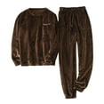 thumbnail image 1 of 2024! ZVNAΖH Mens Plush Pajamas Set, Crew Neck Sweatshirt and Drawstring Pants 2 Piece, Winter Warm Lounge Set, 1 of 8