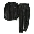 thumbnail image 1 of 2024! ZVNAΖH Mens Plush Pajamas Set, Crew Neck Sweatshirt and Drawstring Pants 2 Piece, Winter Warm Lounge Set, 1 of 8