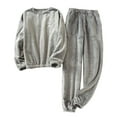 thumbnail image 1 of 2024! ZVNAΖH Mens Plush Pajamas Set, Crew Neck Sweatshirt and Drawstring Pants 2 Piece, Winter Warm Lounge Set, 1 of 8
