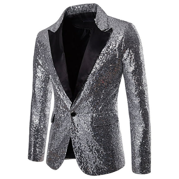 ZVNAΖH Mens Sequins Blazer Luxury Jacket Costumes Nightclub Bar Dress
