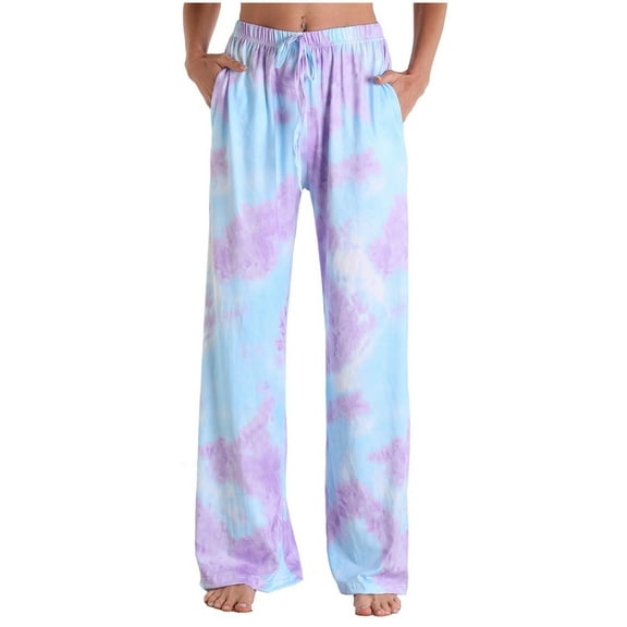 2024! ZVNAΖH Womens Cotton Lounge Pants Comfy Pajama Bottoms with Pockets and Drawstring Printed Loose Fit Sleep Pants