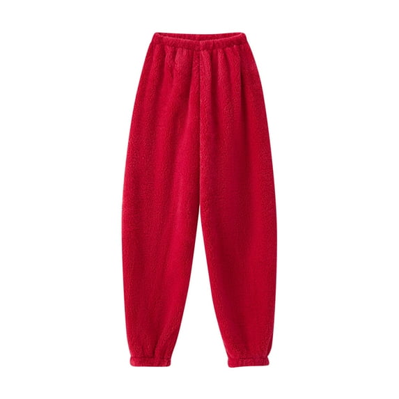 Clearance 2024! ZVNAΖH Womens Pajama Pants Plush Jogger Sleep Pants, Soft Fleece Lounge Pants, Solid Color Casual Home Pants