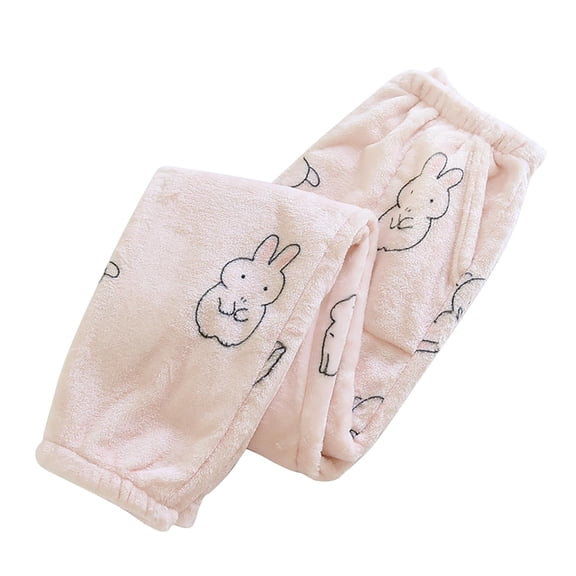 2024! ZVNAΖH Womens Plush Warm Pajama Pants, Fluffy Soft Fleece Sleep Pant, Cute Rabbit Print Lounge Jogger Pants Home Pants