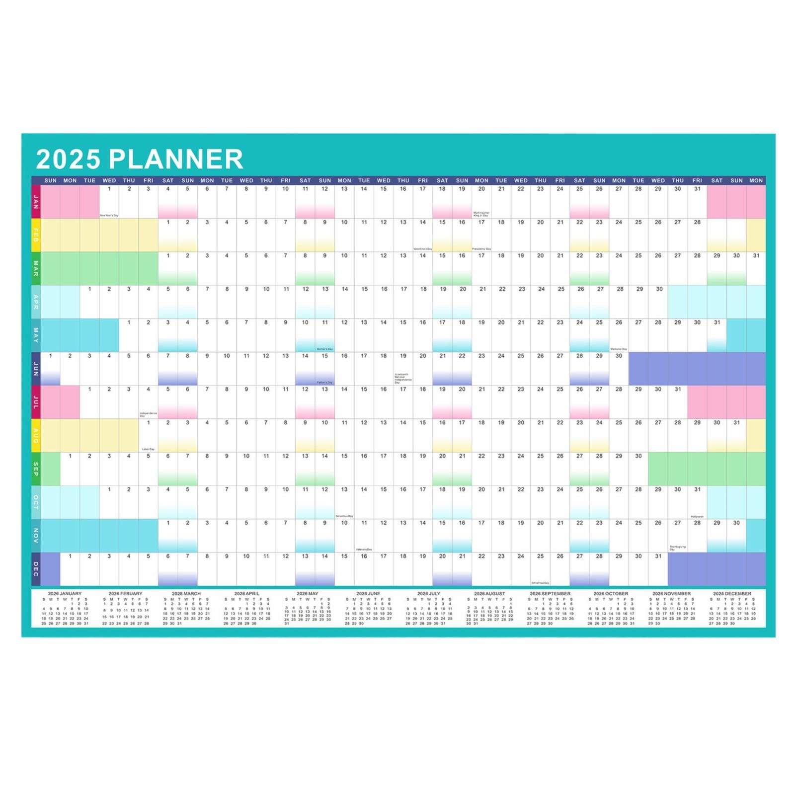 Clearance 2025 Mid Year Annual Home Wall Planner Calendar Poster