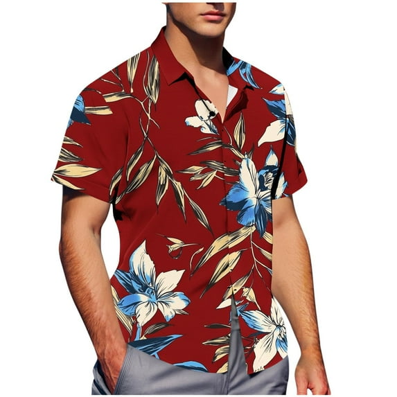 OGLCCG Mens Hawaiian Shirt Short Sleeve Button Down Shirts Tropical Floral Printed Casual Summer Beach Shirts with Pocket