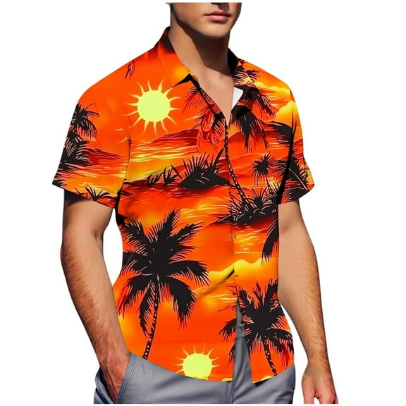 OGLCCG Mens Hawaiian Shirt Short Sleeve Button Down Shirts Tropical Floral Printed Casual Summer Beach Shirts with Pocket