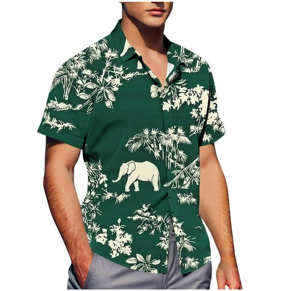 OGLCCG Mens Hawaiian Shirt Short Sleeve Button Down Shirts Tropical Floral Printed Casual Summer Beach Shirts with Pocket