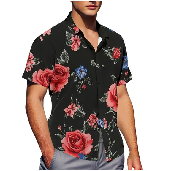 OGLCCG OGLCCG Mens Hawaiian Shirt Short Sleeve Button Down Shirts Tropical Floral Printed Casual Summer Beach Shirts with Pocket