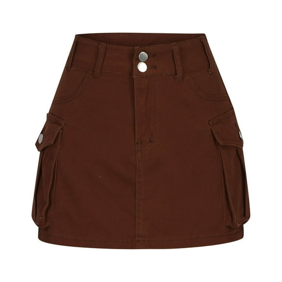 ZVNAΖH Denim Skirt, Women Cargo Skirt Denim Mini Low Waist Y2k Jean Skirts with Pockets