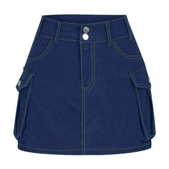 ZVNAΖH Denim Skirt, Women Cargo Skirt Denim Mini Low Waist Y2k Jean Skirts with Pockets
