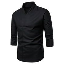 ZVNAΖH Men's Cotton Linen Short Sleeve Shirts Chinese Dress Shirt Crossover V Neck Fashion Summer Shirts