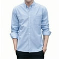 thumbnail image 1 of ZVNAΖH Mens Button Down Shirts Casual Long Sleeve Collared Shirts Solid Color Polyester Shirts Work Shirts with Pockets, 1 of 2