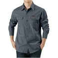 thumbnail image 1 of ZVNAΖH Mens Cargo Long Sleeve Shirts Button Down Collared Shirts Outdoor Hiking Shirts Cotton Work Shirts with 2 Pockets, 1 of 4