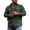 thumbnail image 1 of ZVNAΖH Mens Corduroy Button Down Shirt Long Sleeve Collared Work Shirts, Solid Color, with 2 Chest Pockets, Casual Go Out Cargo Shirts, 1 of 5
