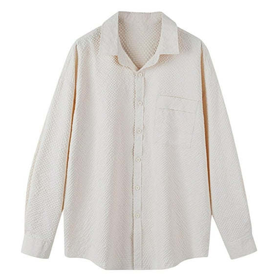 ZVNAΖH Mens Knit Button Down Shirt Long Sleeve Collared Shirts, Solid Color, with Chest Pockets, Casual Go Out Work Shirts