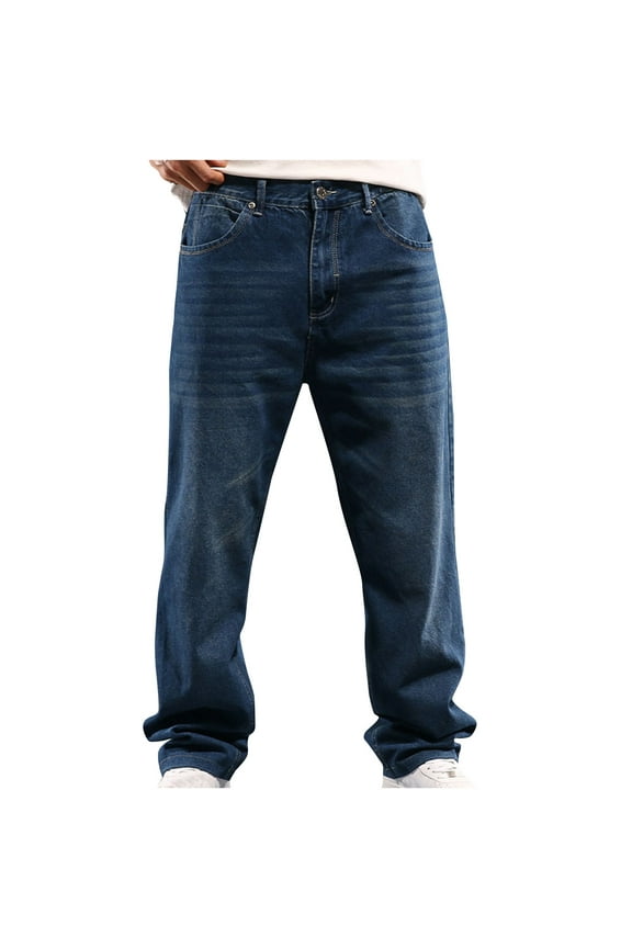 ZVNAΖH Mens Relaxed Fit Straight Leg Stretch Jeans Casual Denim Pants (Also Available in Big & Tall)